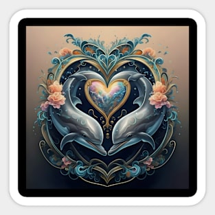 Dolphin Hearts Of Love 10 Sticker